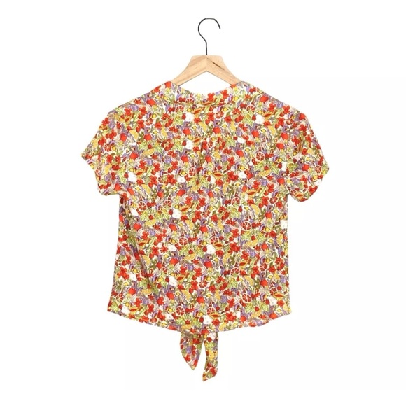 Anthropologie Maeve Button Down Citrus Tie Shirt Sz 8 - Picture 6 of 13